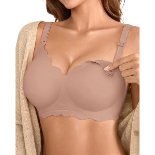 DEANGELMON Maternity Nursing Bra for Women Breastfeeding - Jelly Pregnancy Pumping Breast Feeding Seamless Bras with Support