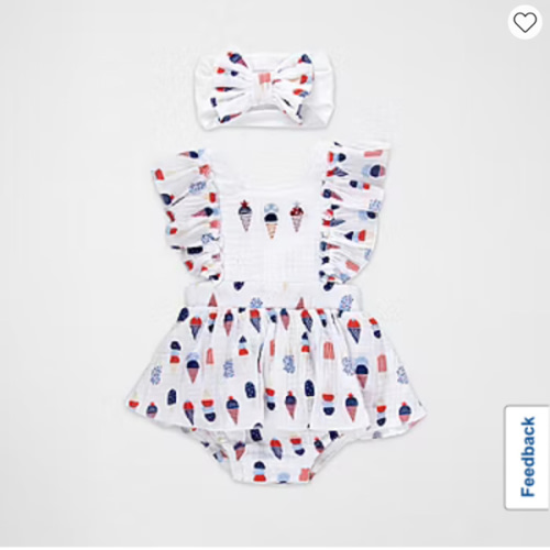 Baby Essentials Americana Baby Girls Square Neck Sleeveless Bodysuit, Color: White - JCPenney