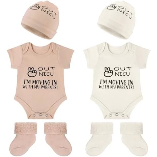 2 Set Nicu Baby Preemie Outfits Clothes Preemie Hat Socks Bodysuit out Nicu Baby Body Suit Clothing Essentials