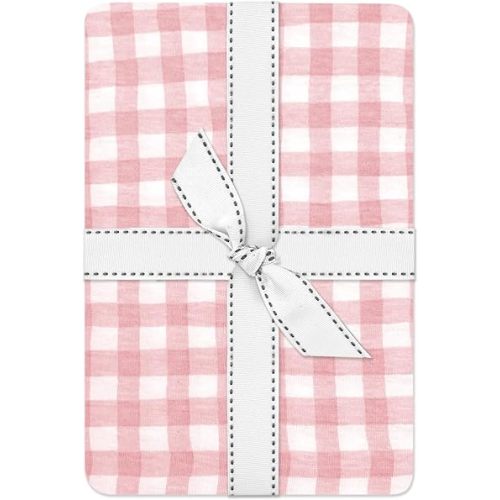 Butterblu Frankie Fitted Crib Sheet 100% Organic Cotton for Baby & Toddler Mattress, Breathable for Boys & Girls, Pink Check, One Size