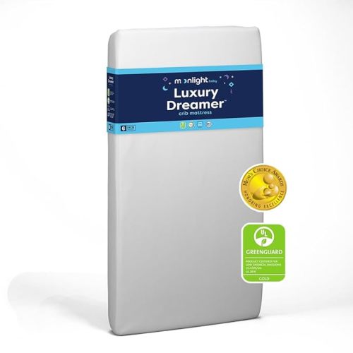 Moonlight Slumber Little Dreamer Crib Mattress – Dual-Sided Baby and Toddler Mattress, Firm Infant Support, Waterproof and Hypoallergenic, 5" Foam, Standard Size, Made in USA