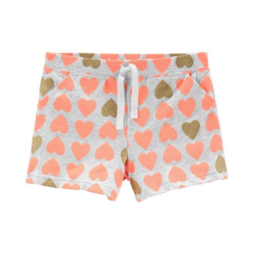 Heart Pull-On French Terry Shorts - 9M - Heather