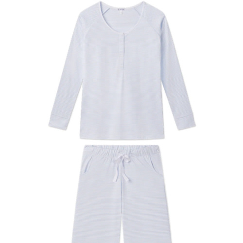 LAKE | Women | Pima Cotton Pajamas | French Blue Maternity Wide Leg Pajama Set