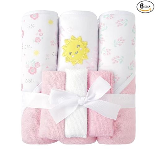 Viviland Hooded Baby Towels and Baby Wash Cloths Set 6-Pack