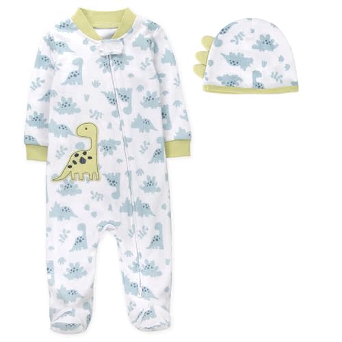 Baby Footie Bodysuit Headband or Hat 2 Piece Set – Christmas Thanksgiving Zip-Up Outfit,Holiday Pajamas for Infants