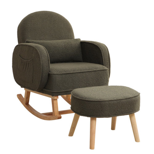Isabelle & Max™ Upholstered Teddy Rocking Chair With Ottoman | Wayfair