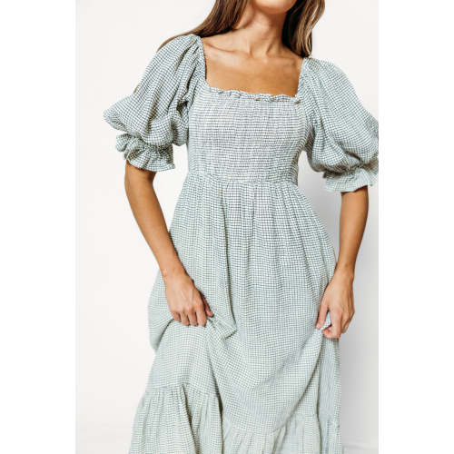 Livvy 100% Cotton Dress in Navy/Ivory Grid - Inclusive Sizing