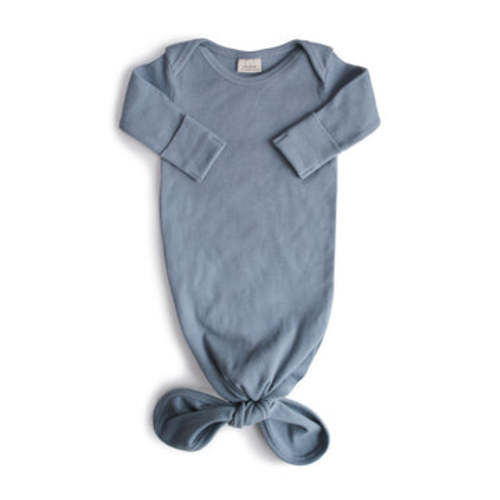 Mushie Organic Cotton Ribbed Knotted Baby Gown