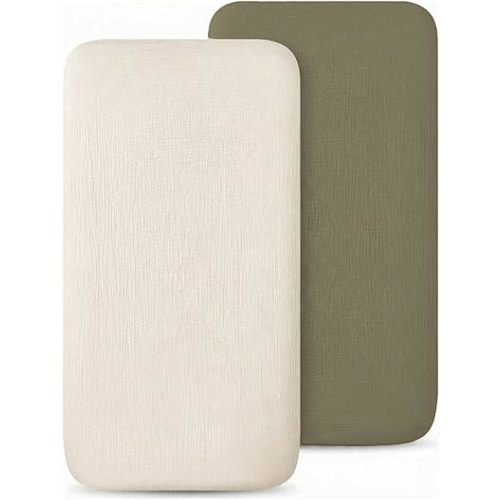 Muslin Bassinet Sheets 2-Pack - Soft Breathable for Baby, Fit for Most Standard Bassinets, Bedside Sleeper, Ideal Baby Registry Gift, Neutral