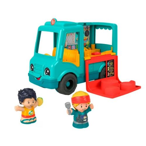 Fisher-Price Little People Musical Toddler Toy Serve It Up Food Truck Vehicle with 2 Figures for Pretend Play Kids Ages 1+ Years