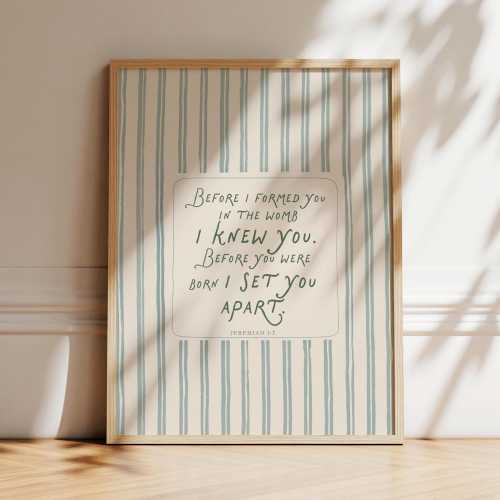 Jeremiah 1:5 Nursery Print, Before I Formed You Scripture, Bible Verse