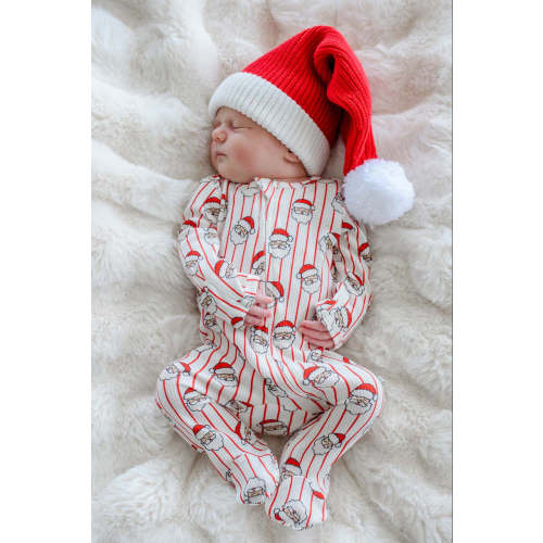 Christmas Bamboo Waffle Zipper Footie in Holly & Jolly | Caden Lane