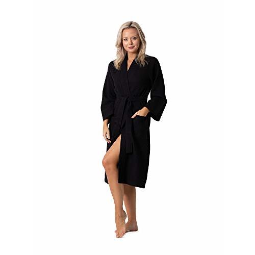 Turkish Linen Waffle Knit Lightweight Kimono Spa & Bath Robes for Women - Quick Dry - Soft