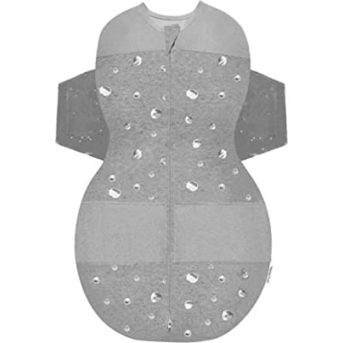 Happiest Baby SNOO Sleep Sack - 100% Organic Cotton Baby Swaddle Blanket - Doctor Designed Promotes Healthy Hip Development (Graphite Planets, Medium)