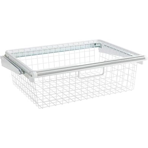 Rubbermaid Configurations Sliding Basket for Closet Drawer Organization, White, Sturdy Slide Out Basket for Home/Laundry/Bathroom/Mudroom/Pantry/Linen Closet