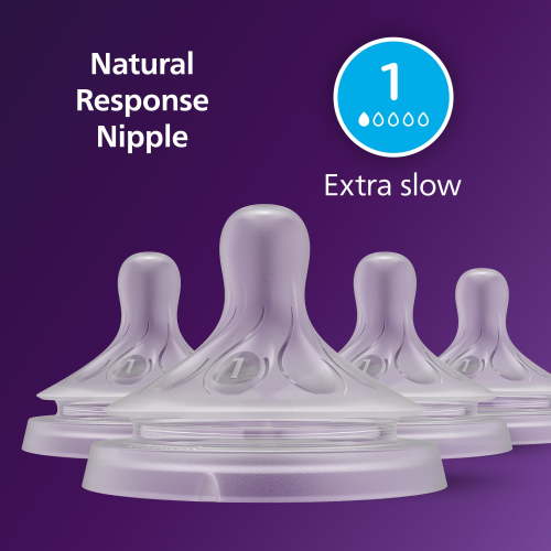 (2 pack) Philips Avent Natural Response Nipples, Extra Slow Flow (Flow 1), 4-Pack, SCY961/04
