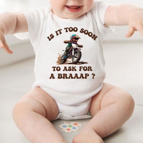 Motocross Baby Onesie – "Braaap" Graphic, Custom Baby Gift