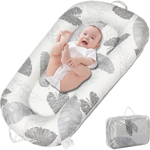Baby Lounger, Portable Infant Support Pad for Newborn to 24 Months, Lightweight Baby Essential with Breathable Cotton for Tummy Time and Daily Care