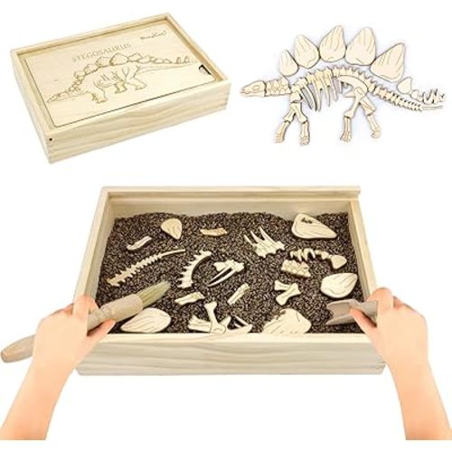 Dinosaur Excavation Archaeology Dig Kit for Kids, Fossil Explore Sensory Bin Toys, Dino Skeletons Bones Puzzle Game, Archaeology Science STEM Toys for Boys and Girls (Stegosaurus)