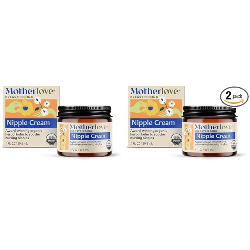 Motherlove Nipple Cream (1 oz) Organic Lanolin-Free Nipple Cream for Breastfeeding—Benefits Nursing & Pumping Moms (Pack of 2)