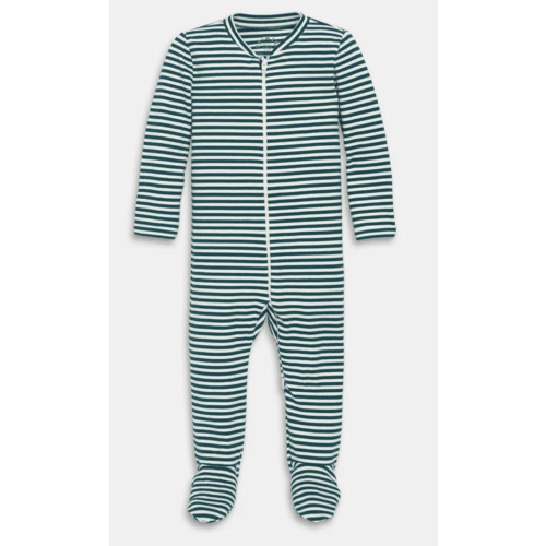 Organic Zip Footie in Stripe