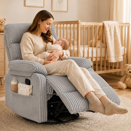 Anwick Soft Grey Rocking Chair Nursery Recliner (Grey)