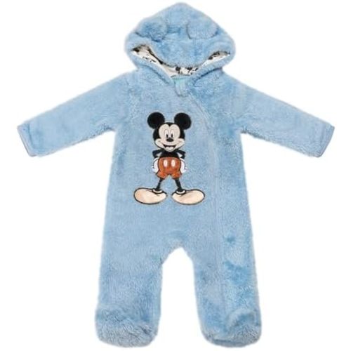 Magic Threadz Disney Clothes Baby Boy Hooded Pram Suit Newborn Fleece Coverall Footies with Ears Mickey, Pooh, Dumbo (0-6/9M)