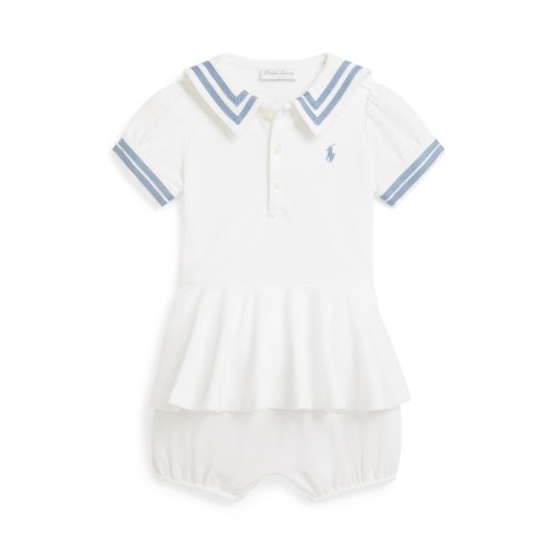 Polo Pony Stretch Cotton Mesh Dress Bodysuit, 6M
- Only a few left