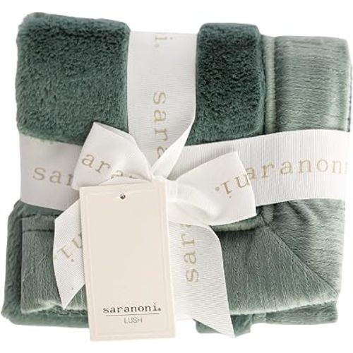 SARANONI Luxury Security Blankets for Babies | Ultra-Soft Lush and Boutique Quality Baby Blanket | Eucalyptus, Mini - 15" x 20"