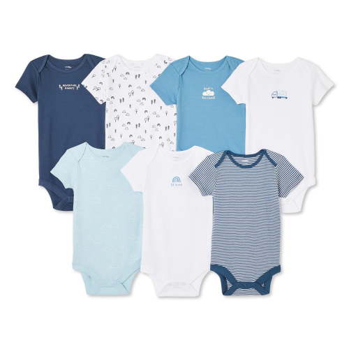 George Baby Boys' Layette 100% Cotton 7-Pack Bodysuit - Walmart.ca