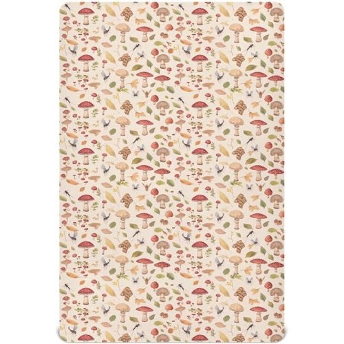 Fitted Crib Sheets for Baby Boys or Girls Soft Breathable Baby Play Yard Sheet for Standard Size Crib Mattress 39x27in Watercolor Safari Mushroom