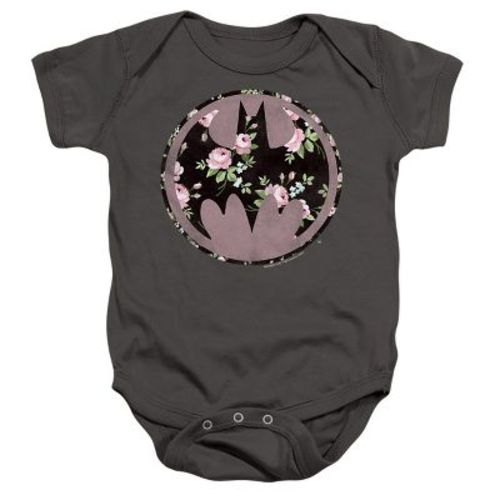 Baby Batman Bats Of Floral Infant Bodysuit Charcoal 12 Months