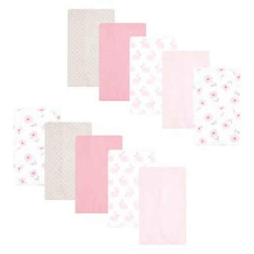 Luvable Friends Hudson Baby Infant Cotton Poly Flannel Burp Cloths 10pk, Sweet Honeycomb Pink