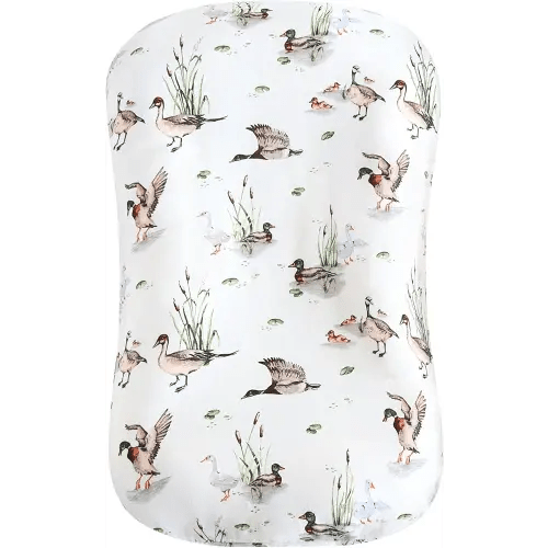 LifeTree Muslin Baby Lounger Cover, Newborn Slipcover Lounger Cover for Boys Girls Infant, Soft 70% Viscose from Bamboo and 30% Cotton, 1 Pack Cover Only, MallardDuck Pattern