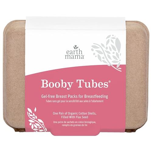 Earth Mama Booby Tubes | Gel-Free Hot & Cold Compress Nursing Packs for Breastfeeding & Tender Breasts, 4.2-Ounce