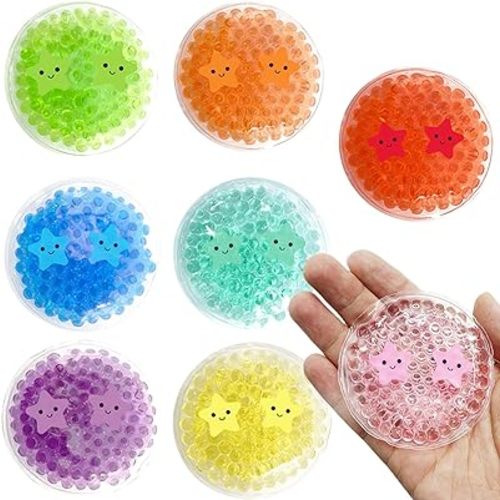 Boo Boo Ice Packs - 8 Small Gel Bead Cold Compress Packs with Star Cartoon Design, Instant Pain Relief for Injuries, Teething, Bumps & Bruises - Child-Safe Cooling Pads for First Aid Kits