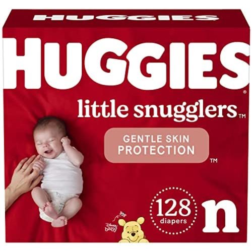 Baby Diapers Size Newborn (up to 10 lbs), 128ct, Huggies Little Snugglers