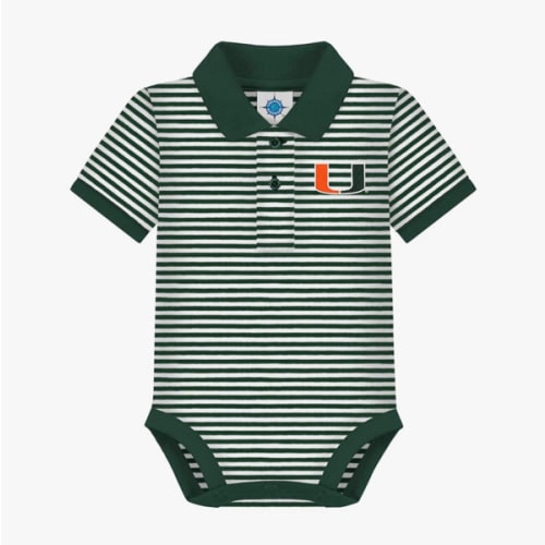 Creative Knitwear College Baby Striped Polo Bodysuit - Team Logo, Multiple Colors, for Boys & Girls (0-12 Months)