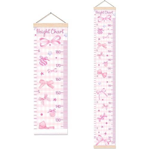Pink Bow Height Chart for Wall Decor, Cute Bow Decor Height Chart for Teen Girls, Height Measurement for Bedroom Wall Hanging, Perfect for Nursery Room Decor Height Wall Chart