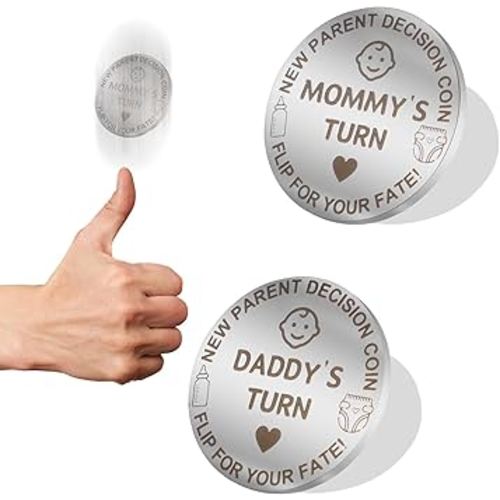 New Parents Decision Coin Baby Gifts for Mom and Dad, Funny New Mom Gifts for Pregnant Women, Baby Shower Christmas Birthday Halloween Thanksgiving Gift for First Time Daddy Mommy Double Sided