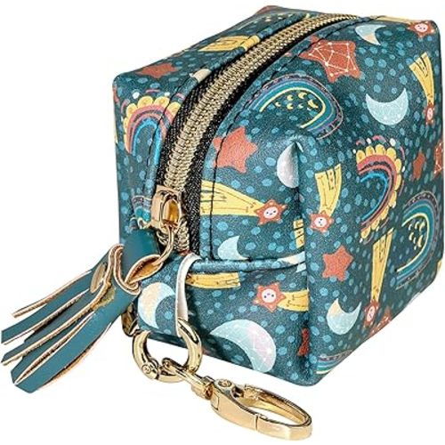 Smlpuame Pacifier Holder Case,BPA Free Leather Baby Pacifier Cover Pouch,Binky Case for Diaper Bag or Purse,Holder 4 Pacifiers or Teether Toy,Outdoor Travel Accessories,Easy to Clean(Rainbow)