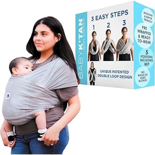 Original Baby K'tan Baby Carrier: #1 Easy Pre-Wrapped, Soft, Slip-On, No Rings, No Buckles | 5 in 1 Baby Sling for Hands-Free Comfort | Heather Grey | X-Large