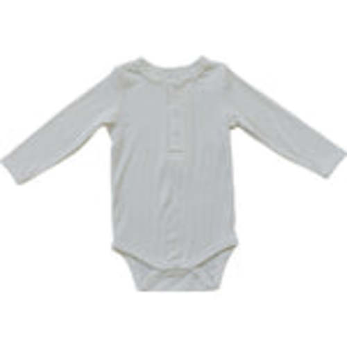Mebie Baby Cream Bamboo Snap Long Sleeve Ribbed Bodysuit