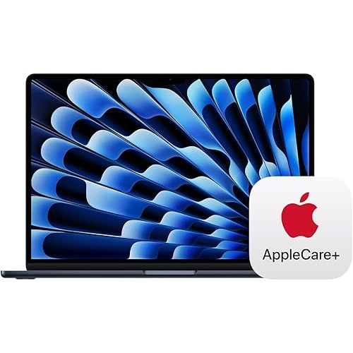 Apple 2025 MacBook Air 15-inch Laptop with M4 chip: Built for Apple Intelligence, 15.3-inch Liquid Retina Display, 24GB Unified Memory, 512GB SSD Storage, Touch ID; Midnight with AppleCare+ (3 Years)