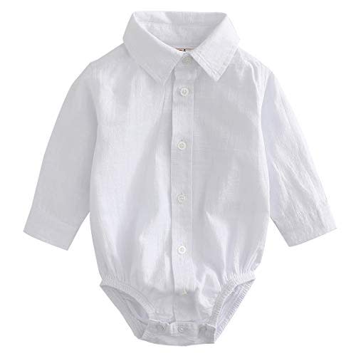 MOMOLAND Infant Baby Boys Woven Button Up Bodysuit Shirt
