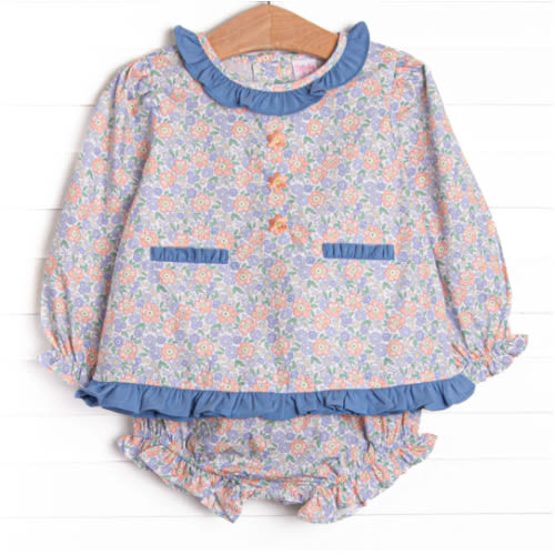 Drenched in Dahlias Embroidered Diaper Set, Blue – Stitchy Fish