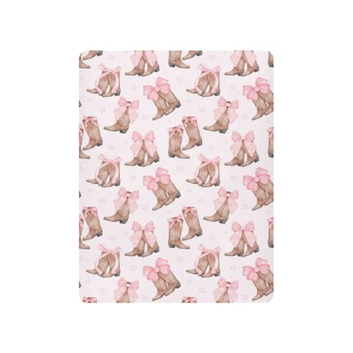 Cowgirl Boots Pink Bow Crib Sheet for Girls Boys Baby Toddler Bed Mattress Sheets Babies Fitted Crib Sheets for Kids Nursery Bed 39 * 27 in