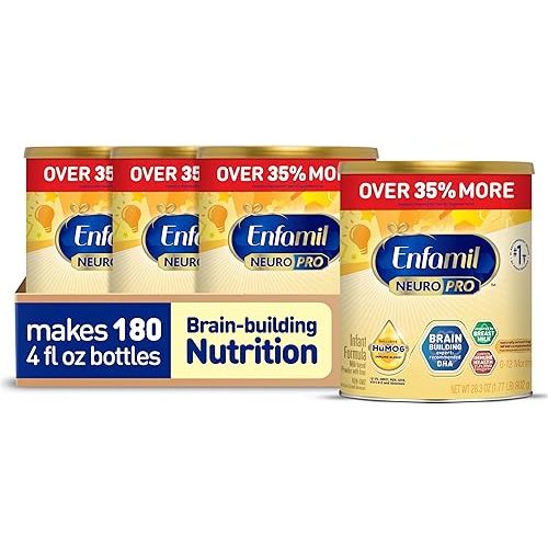 Enfamil NeuroPro Baby Formula, Brain Building Duo DHA & MFGM, Exclusive Immune Supporting HuMO6 Blend, Powder Infant Formula, Baby Milk, 28.3 Oz , Pack of 4