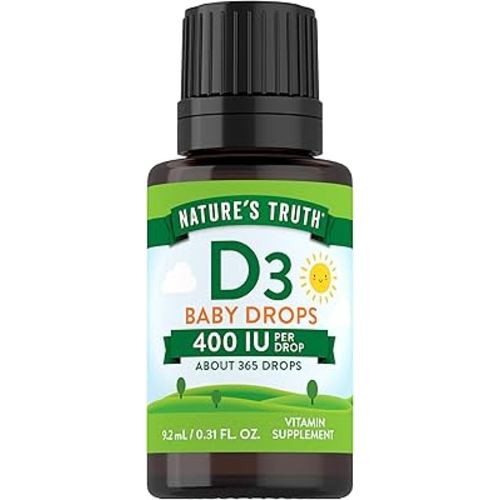 Nature's Truth Vitamin D Drops for Infants | 400 IU | 9.2 mL | D3 for Kids | Vegetarian, Non-GMO & Gluten Free Supplement