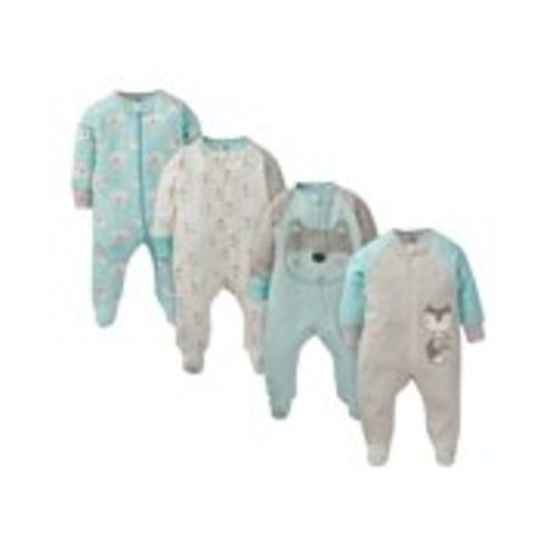 Gerber Baby Boy Pajamas Zip Up Sleep 'N Play Sleepers, 4-Pack
